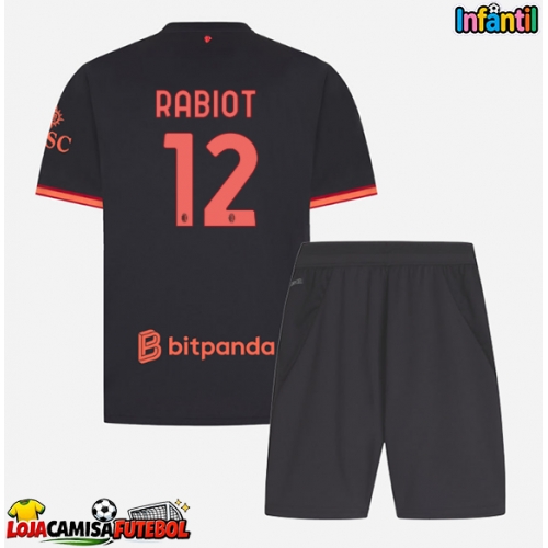 Camisa de Futebol AC Milan Adrien Rabiot #12 Equipamento Alternativo Infantil 2026-27 Manga Curta (+ Calças curtas)